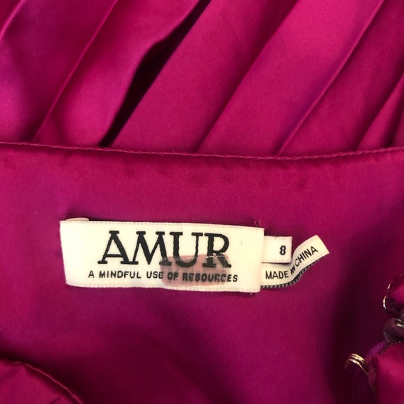 Amur magenta purple Khari one shoulder pleated pink maxi gown dress size 8 $698 - Picture 11 of 12